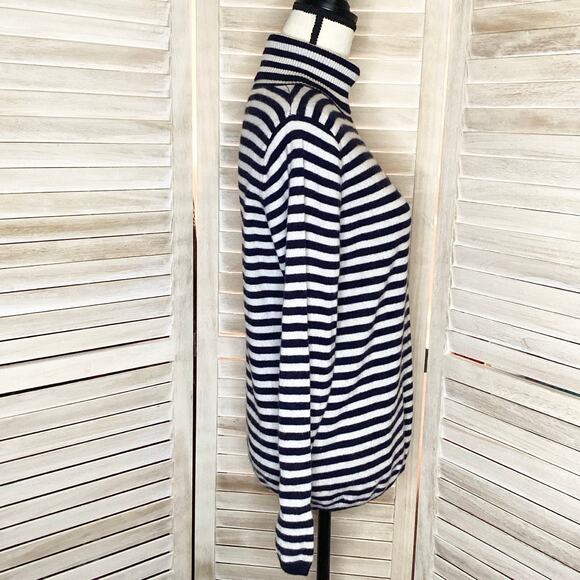 The Mercer N.Y. Black Ivory Striped 100% Cashmere Turtleneck Sweater 38 M - Picture 4 of 9
